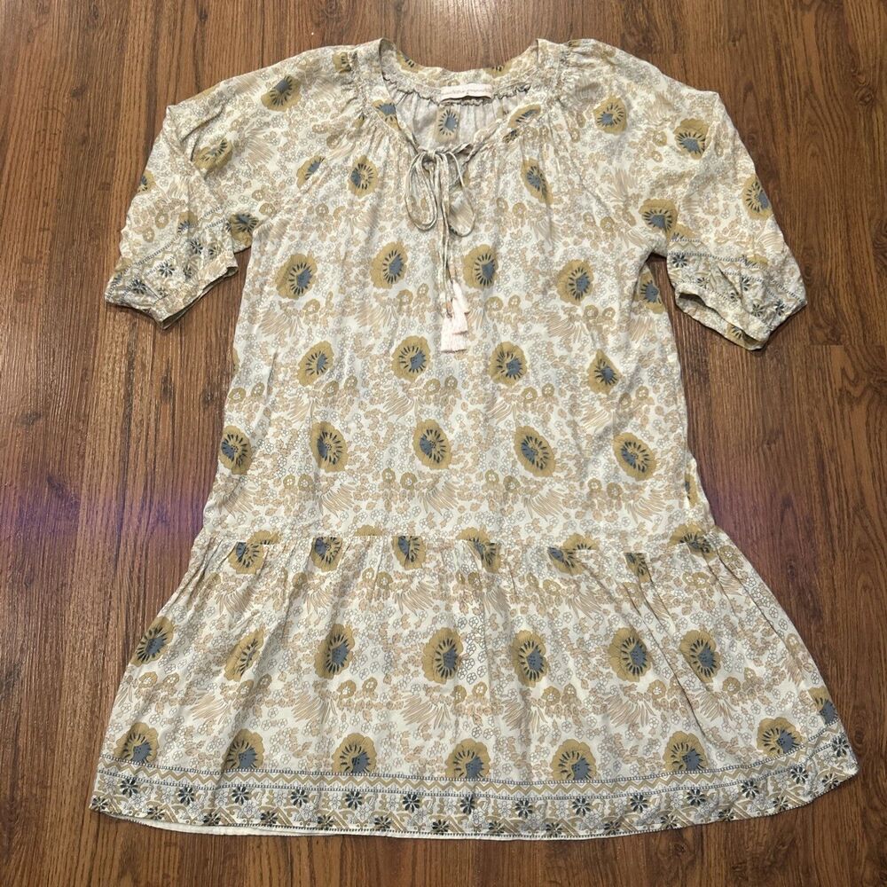 Natalie Martin Cream and Mustard Floral Peasant Dress